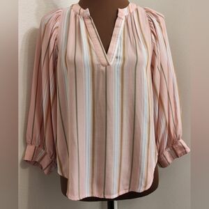 Flattering Maeve by Anthropologie Byron Striped Pink Blouse (Pinky Peach Stripe)